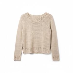 SUNDANCE Linen Cotton Blend Crochet Sweater - Size Small